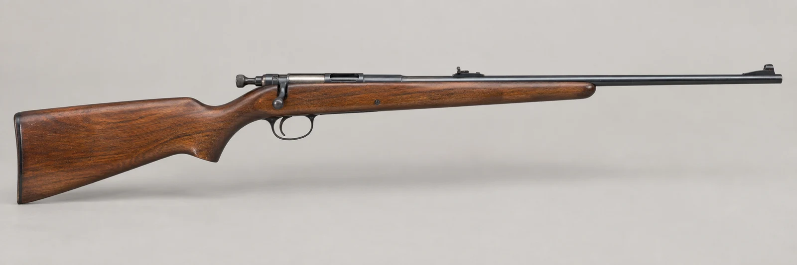 AI-generated illustration of Winchester Model 60, side profile on a light gray background.