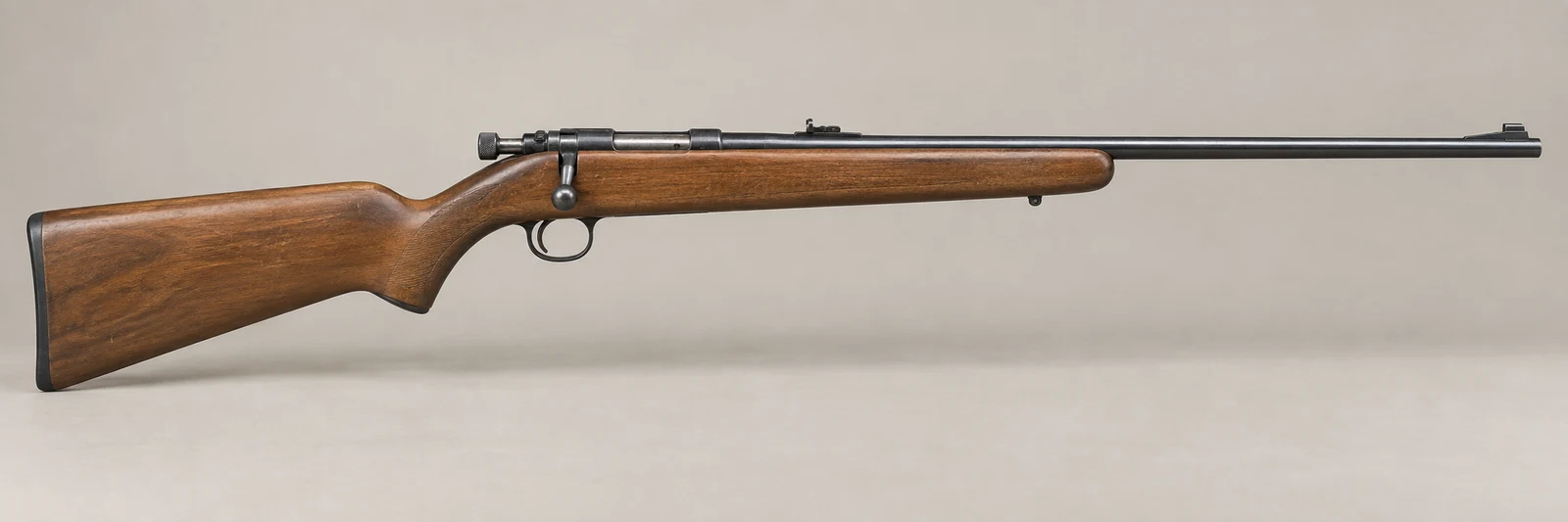 AI-generated illustration of Winchester Model 67, side profile on a light gray background.