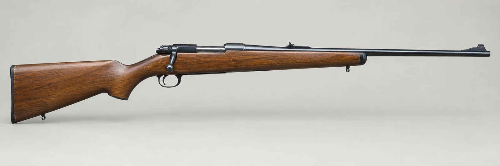 AI-generated illustration of Winchester Model 670, side profile on a light gray background.