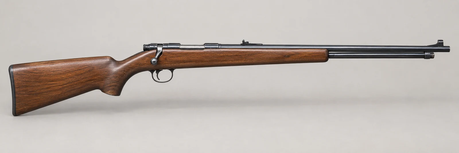 AI-generated illustration of Winchester Model 72A, side profile on a light gray background.